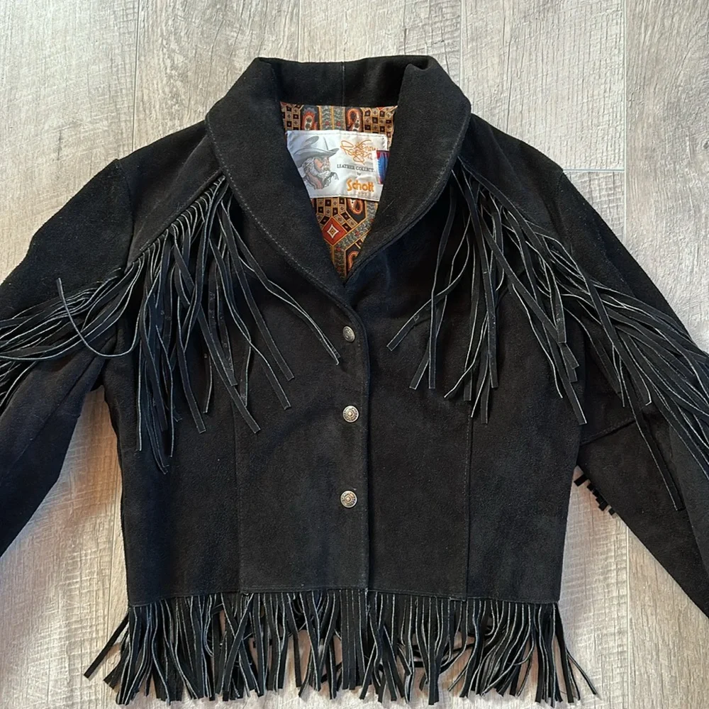 🔥RARE🔥Vintage Kenny Rogers Collection by Schott Suede Leather Fringe Jacket - Picture 3 of 13